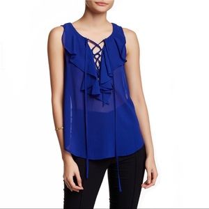 Jealous Tomato Sheer Ruffle Blouse NWOT